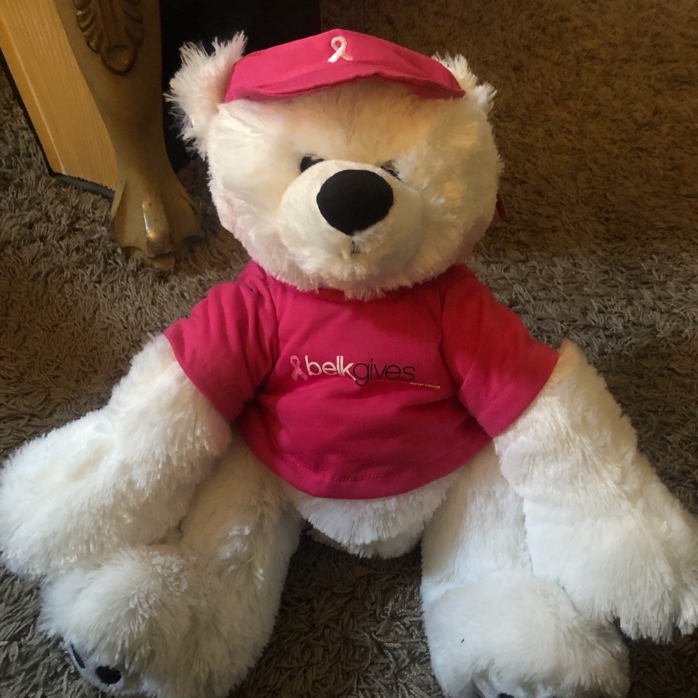Belkie Bear Breast Cancer Bear Pink and White Plush Bear